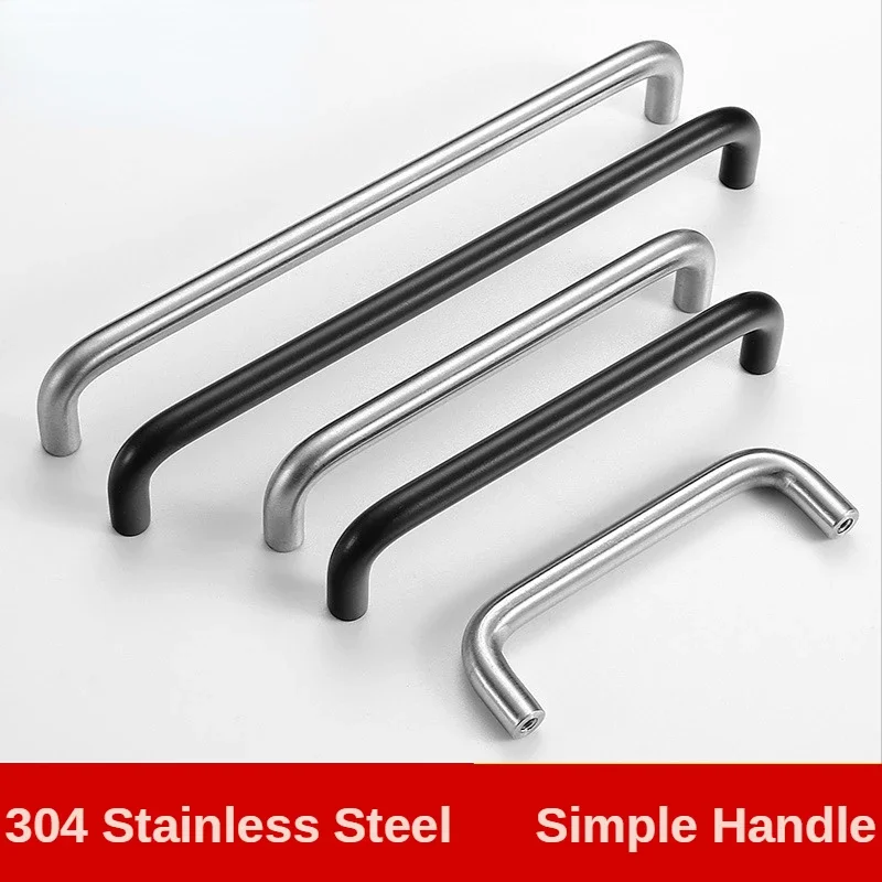 Simple Modern Black Kitchen Drawer Cabinet Handles 304 Stainless Steel Solid TV Cabinet Door Handles for Furniture