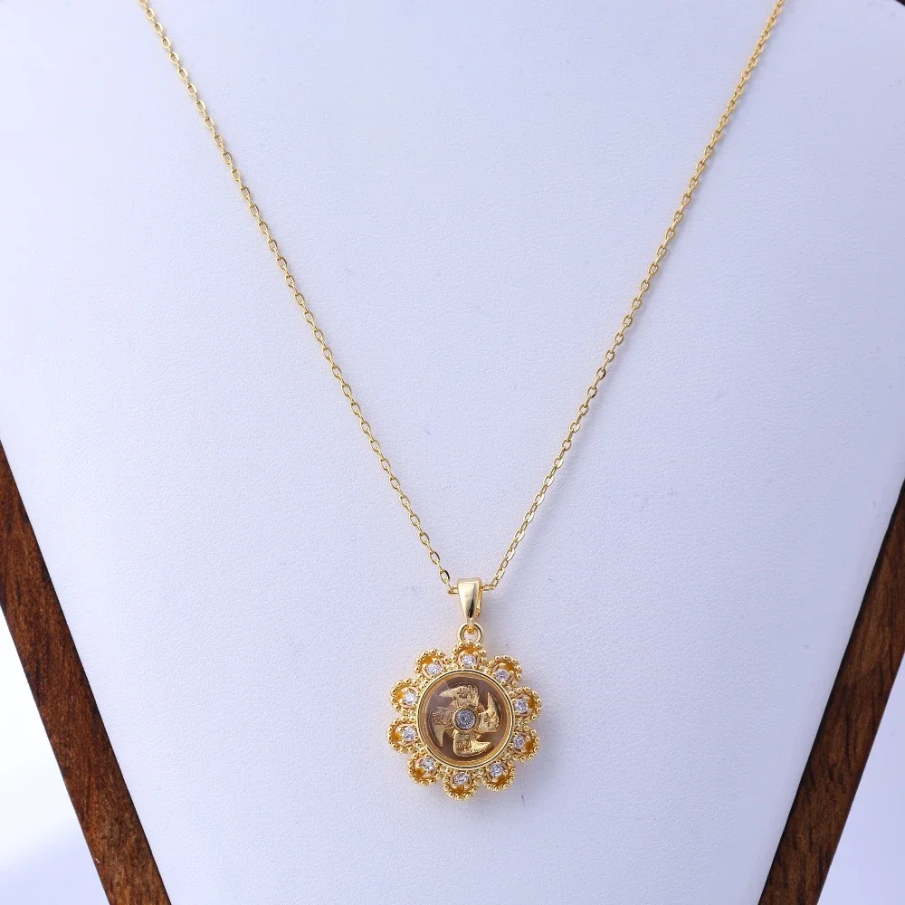 قلادة دوارة مرصعة بالألماس مستوحاة من الطراز العتيق، قلادة مجوهرات للجنسين للديكور الأنيق