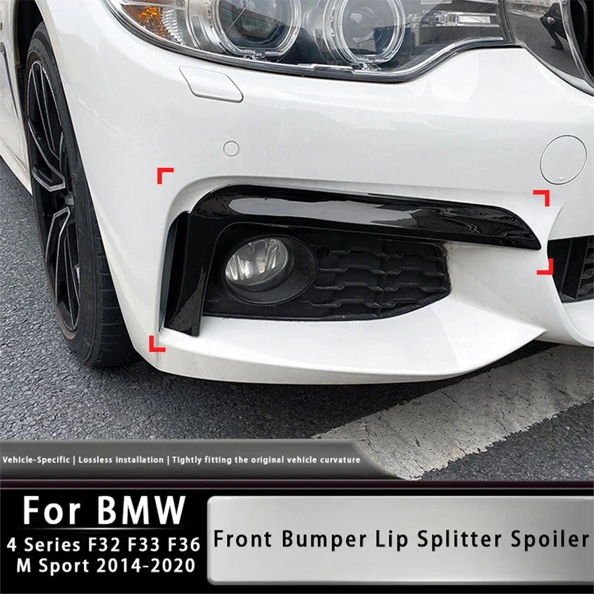 

For BMW 4 Series F32 F33 F36 M Sport 2014-2020 Car Front Bumper Canards Side Splitter Spoiler Cover Fog Light Trim Stickers