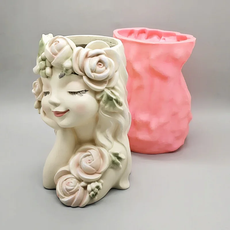 

Большая силиконовая форма, креативная фея, цветочный горшок, сочный DIY, производство, смола, бетонная ваза, силиконовая форма, инструмент для украшения дома