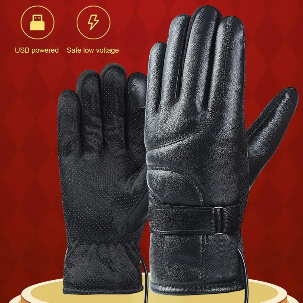 1 par de guantes calefactores USB, guantes calefactores eléctricos recargables, guantes cálidos táctiles para pantalla, guantes de pesca para Motor de esquí al aire libre