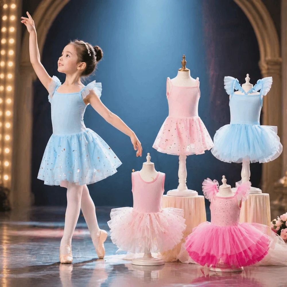 

Short Sleeve Ballet TuTu Dress Sequin Princes Dress Ballet Performance Costume Puffy Cross Strap Party Dance Dress Stage Wear