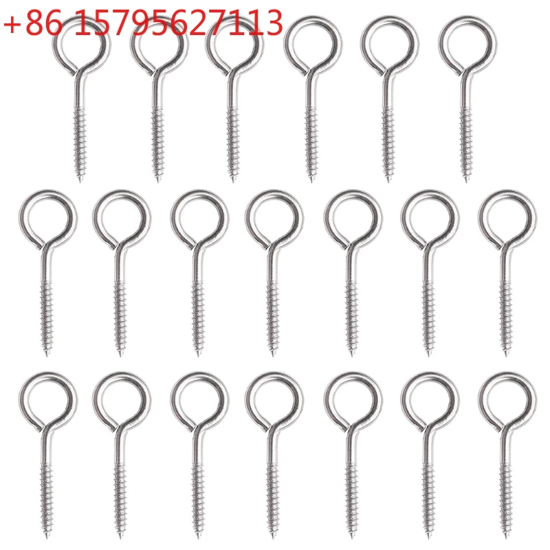 

20 Pieces Stainless Steel Eye Screws Hooks Self-tapping Screws Hooks Ring Metal Cup Hooks Screw-in Hanger