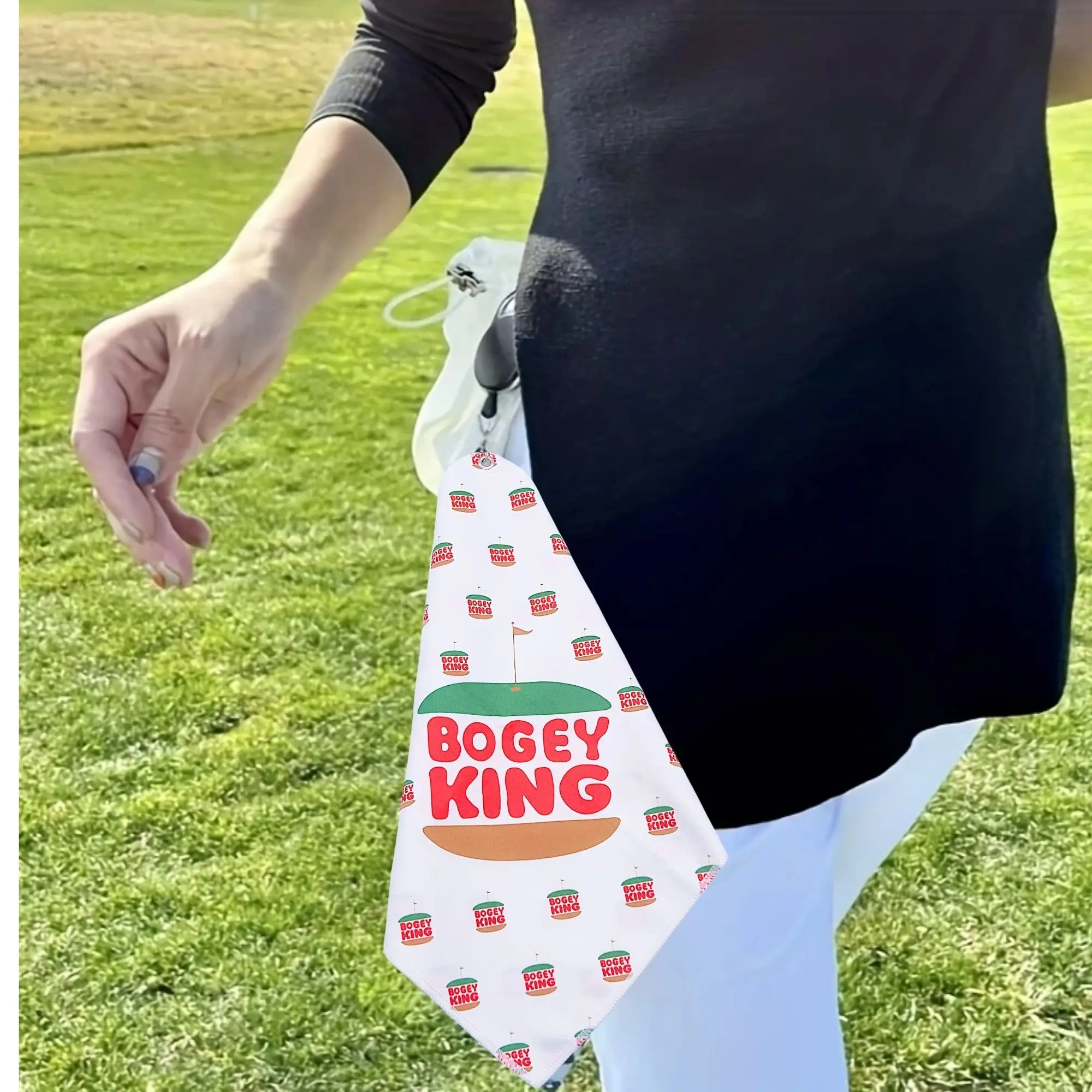 منشفة جولف بوجي كينج عالية الجودة، أنيقة وفريدة من نوعها، طباعة على الوجهين، هدية إبداعية لعشاق الجولف/النزهة/البولينج