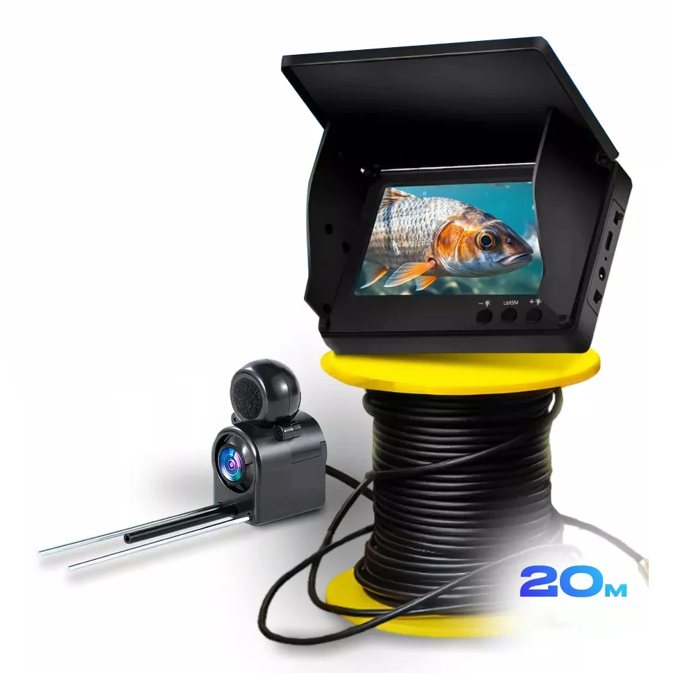 Ultra HD 4.3 Inch Screen Fish Finder with 20 Meter Line and LED Fishing Cameras Probe Video Battery Operated Fish Trap