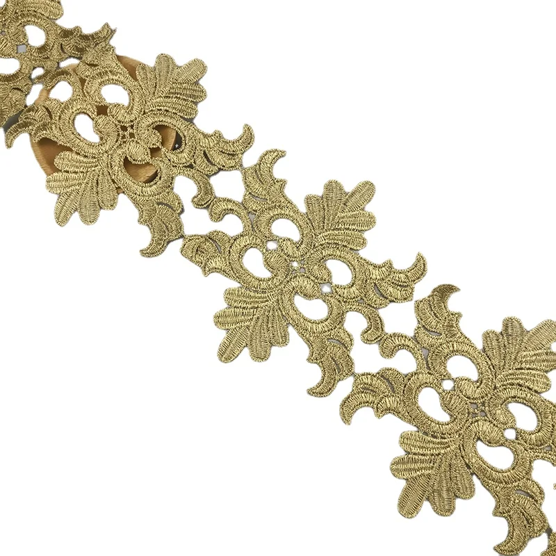 Gold Lace Trim Ribbon, Sewing Braided Lace Fabric, Wedding Craft, DIY Clothes Accessories, Decor, High Quality, 1 Yard