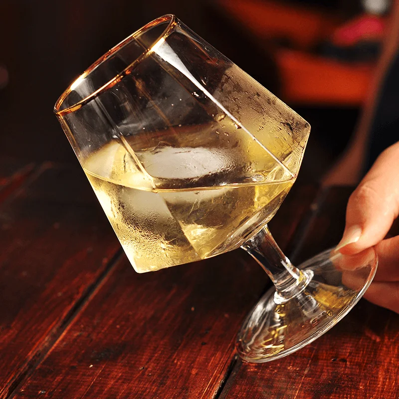 Vasos estéticos De cristal para fiesta, Copa creativa De cristal para cóctel, Copa dorada para boda, Copa De cristal para cocina y comedor
