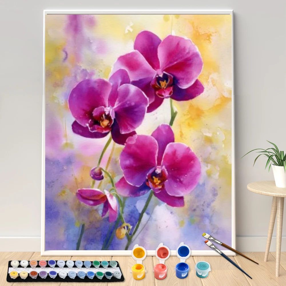 Orchid Phalaenopsis - Cyfrowy zestaw do malowania akrylami DIY