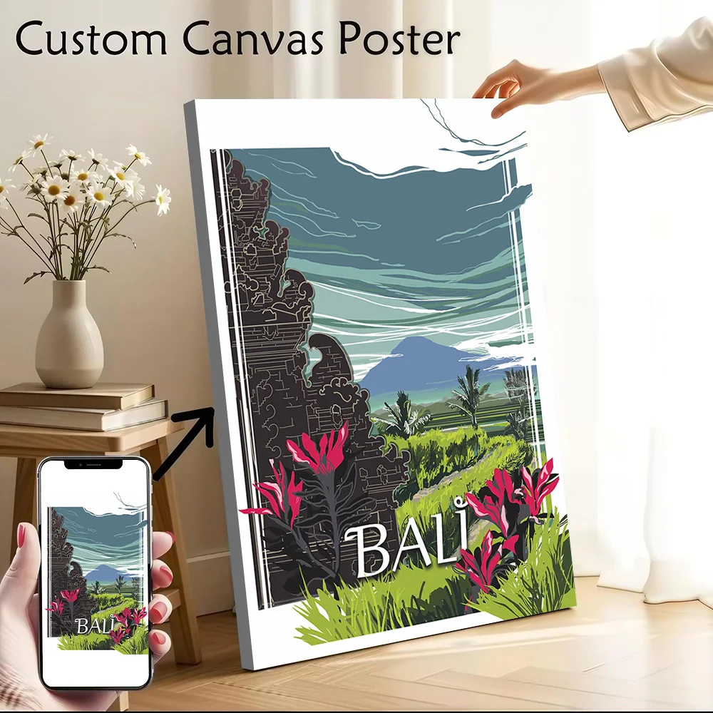 Bali Travel Canvas Wall Art Poster Custom Photo Print Modern Painting for Fans Room Ornaments Bedroom Decoration Decor Luxury