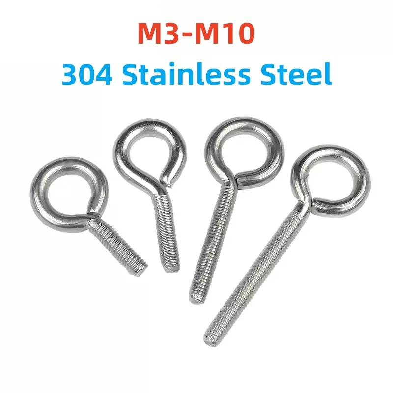 

M3 M4 M5 M6 M8 M10 304 Stainless Steel Sheep Eye Screw Closed Hook With Ring Screw Hanging Ring Screw