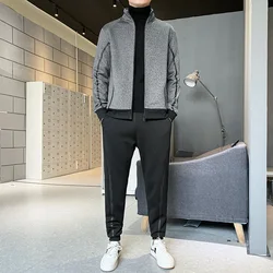 Thicken Men's Casual Cardigan Suit Fit Version Crisp and Sharp Shape High and Thin Quality Fabric Comfortable Skin Breathable