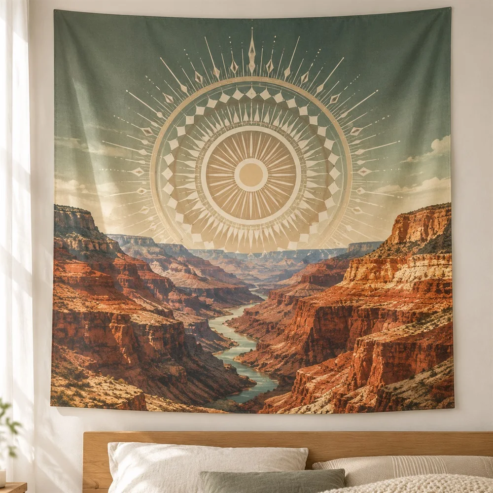 VIKAMA Canyon Rock Layers Tapestry Wall Hanging, Western Aesthetic Room Decor Wall Art Tapestries for Living Room Bedroom Office