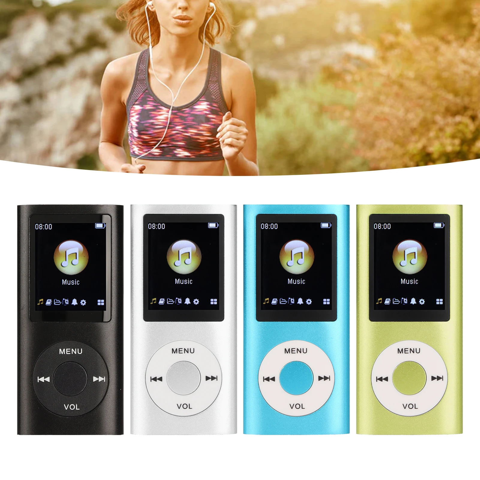 MP3 Player Stylish Multifunctional Lossless Sound Slim 1.8 Inch LCD Screen Portable MP3 Music Player