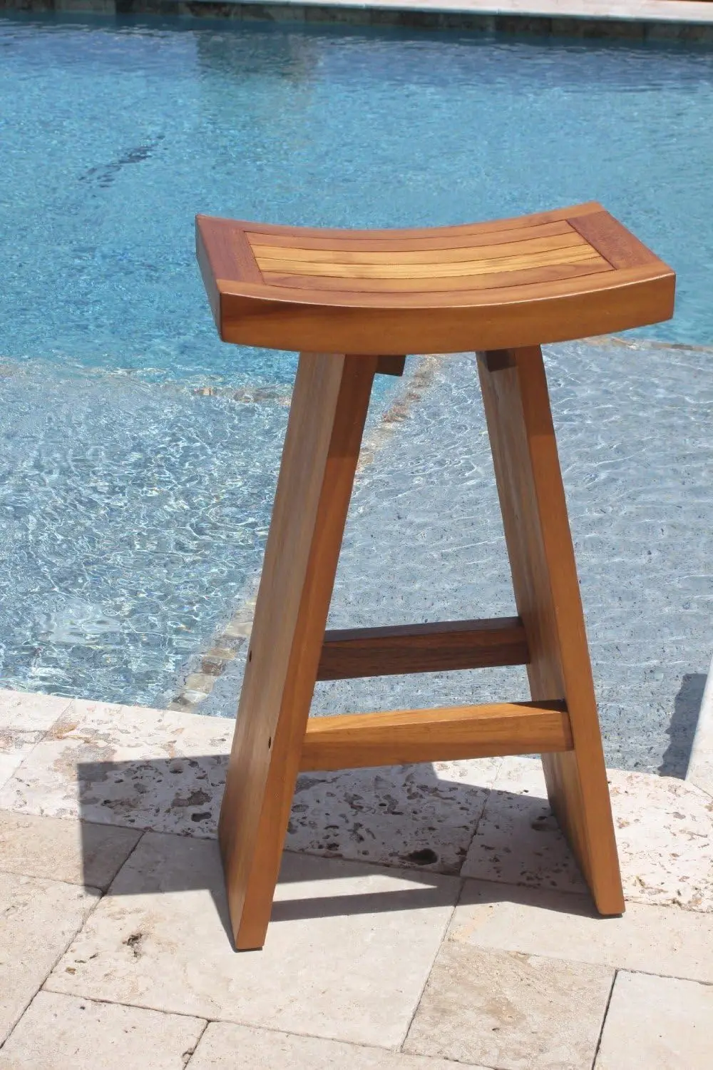 The Original 30"" Tall Asia Teak Bar Stool