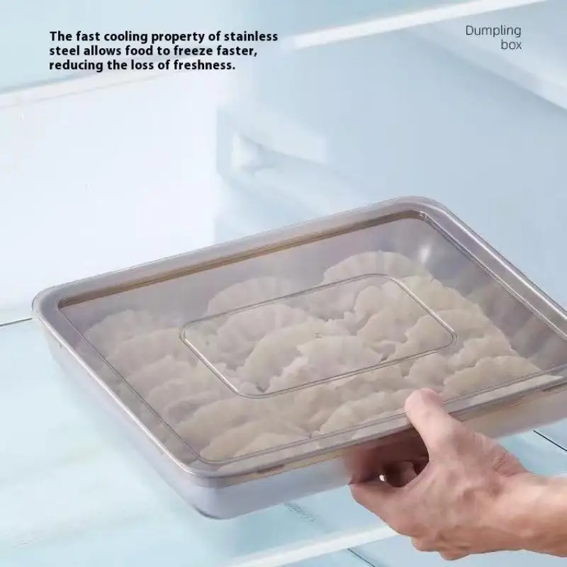 لزلابية الفواكه والخضروات اللحوم كعكة المطبخ صندوق تخزين الثلاجة المنظم الفولاذ المقاوم للصدأ حاويات الطعام صينية