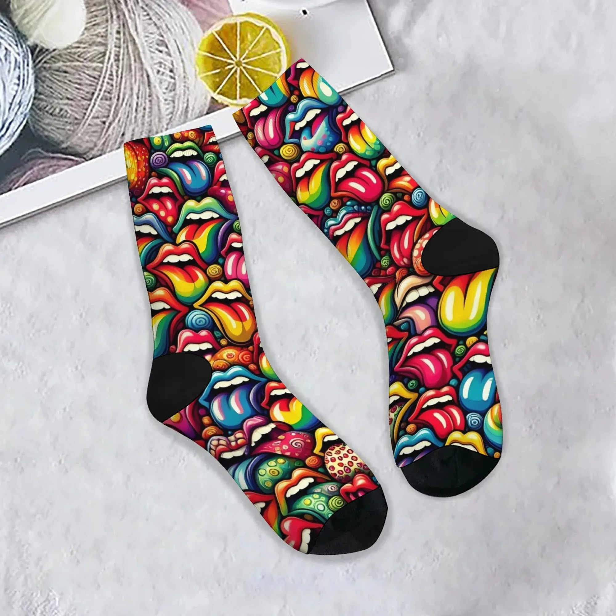 

Носки с мультяшным принтом «Счастливый язык», новинка, забавные мужские носки, Harajuku, ретро, хип-хоп, индивидуальные трендовые носки, карнавальный подарок для вечеринки