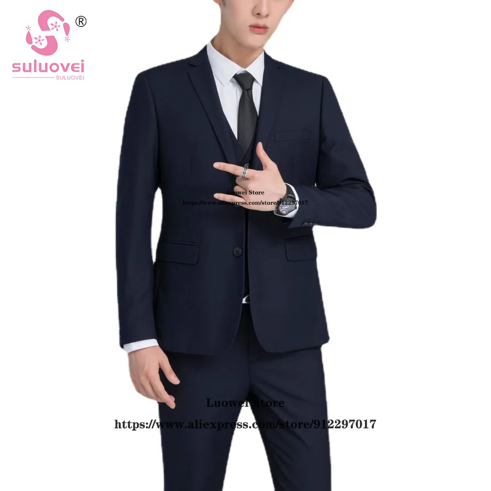 

Classic Slim Fit Wedding Suits For Men 3 Piece Jacket Vest Pants Set Formal Groom Notch Lapel Tuxedo Trajes Elegante Para Hombre