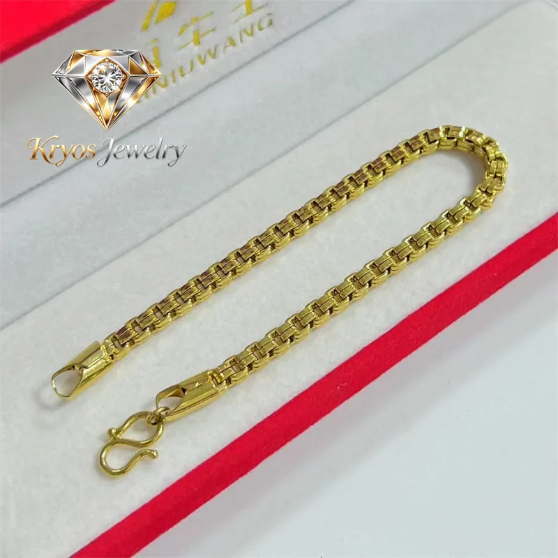 

Kryos Jewelry 9999 Fashion Plaid Bracelet 24K Real Gold Men and Women's Versatile Bracelet Accessories Fashion Commuter Jewelry