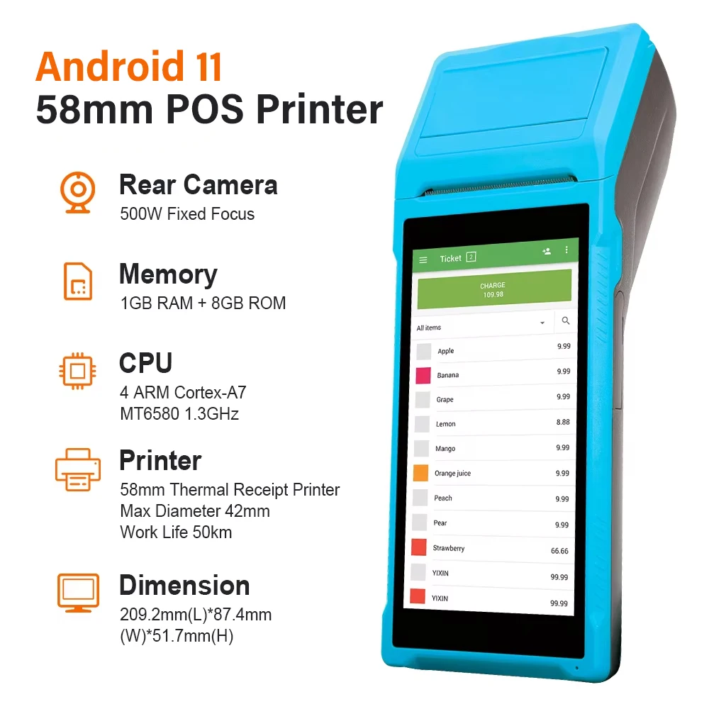 GOOJPRT Q2 Android 11 PDA POS impresora Terminal de recibos impresora térmica portátil inalámbrica Bluetooth impresora de billetes móvil