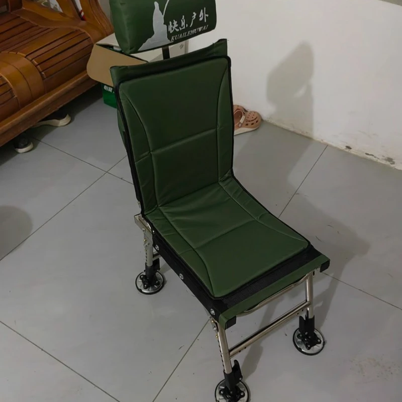 

Регулируемый откидной стул для кемпинга с толстым мягким сиденьем, сиденье для рыбалки из нержавеющей стали для вездехода, портативный уличный табурет