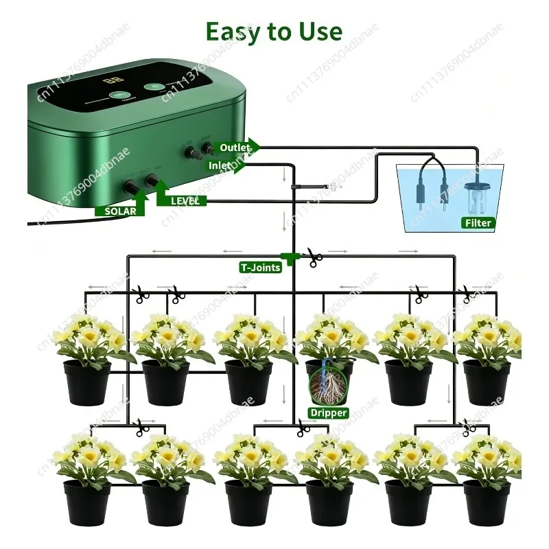 Solar Power Hydroponic Drip Irrigation Kit Micro Water Pump Garden Greenhouse Plant Watering System Smart Controller 1 pcs