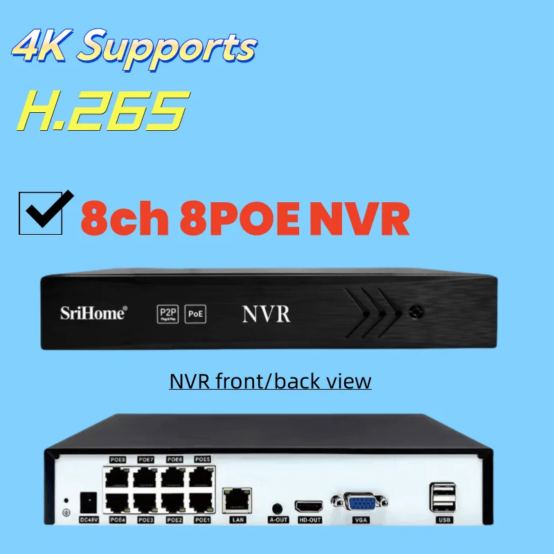 

Сетевой видеорегистратор 5MP 8MP 4K POE NVR ONVIF P2P 8CH 8POE 16CH 16POE CCTV