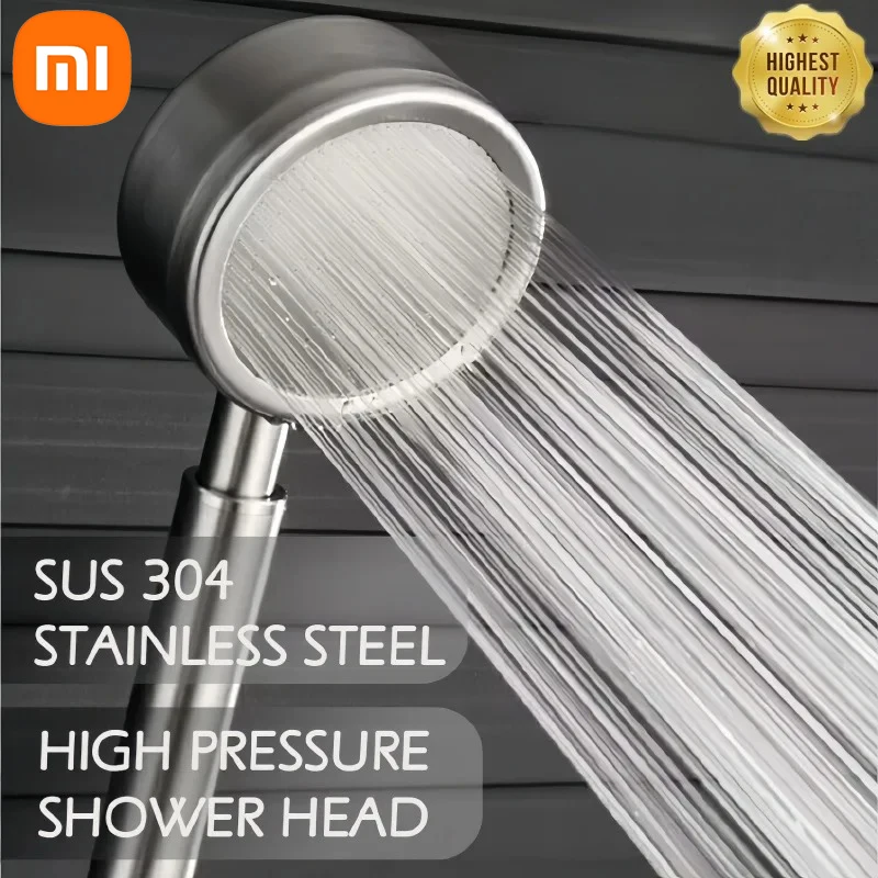 Xiaomi 304 Stainless Steel Bathroom Handheld Shower Head High Pressure Water Saving Sprayer Supercharged Rainfall Showerhead New