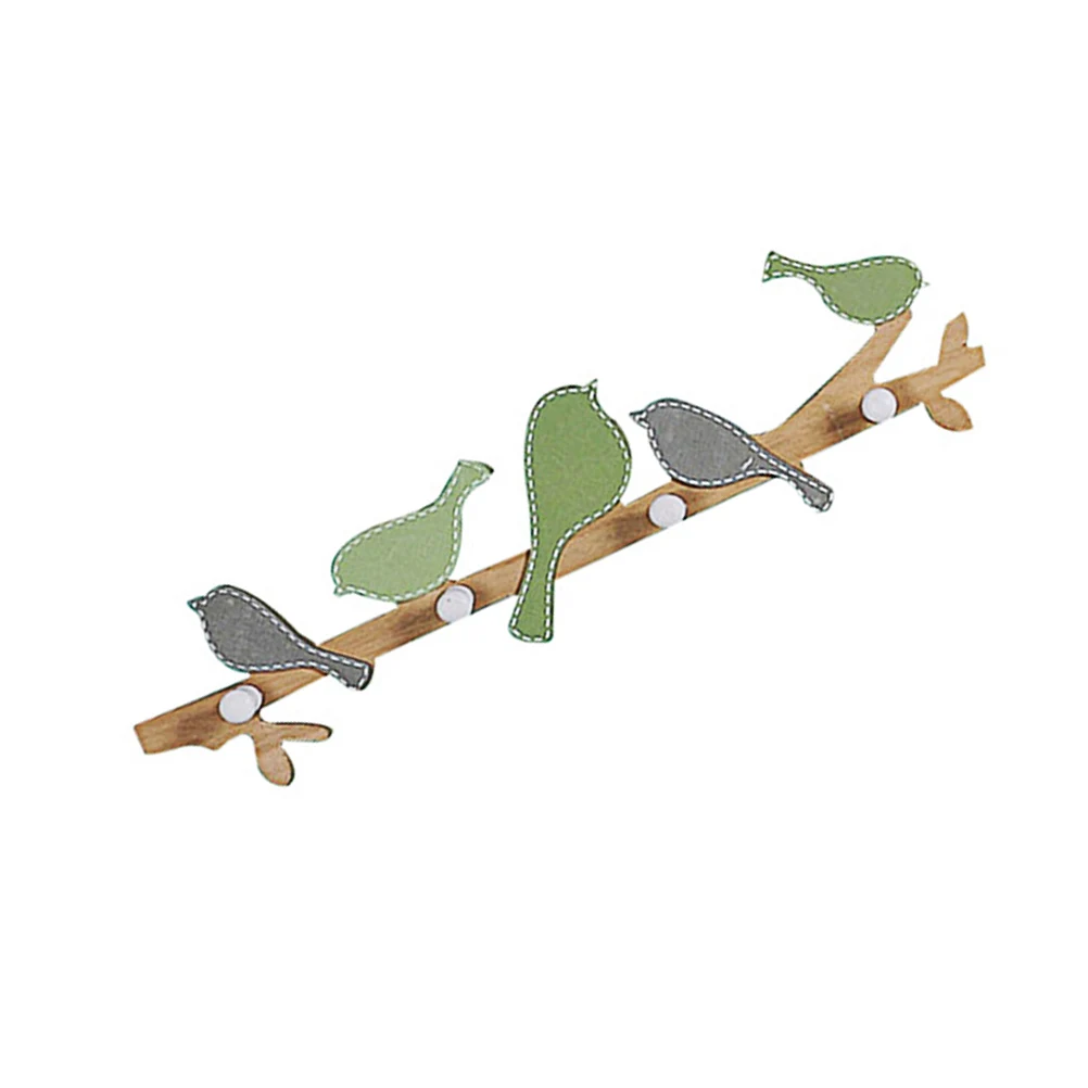 

4 Hooks Bird Wall Hanger Coat Rack Wooden Decorative Holder Bedroom Easy Clean Scratch Resistant Home Storage