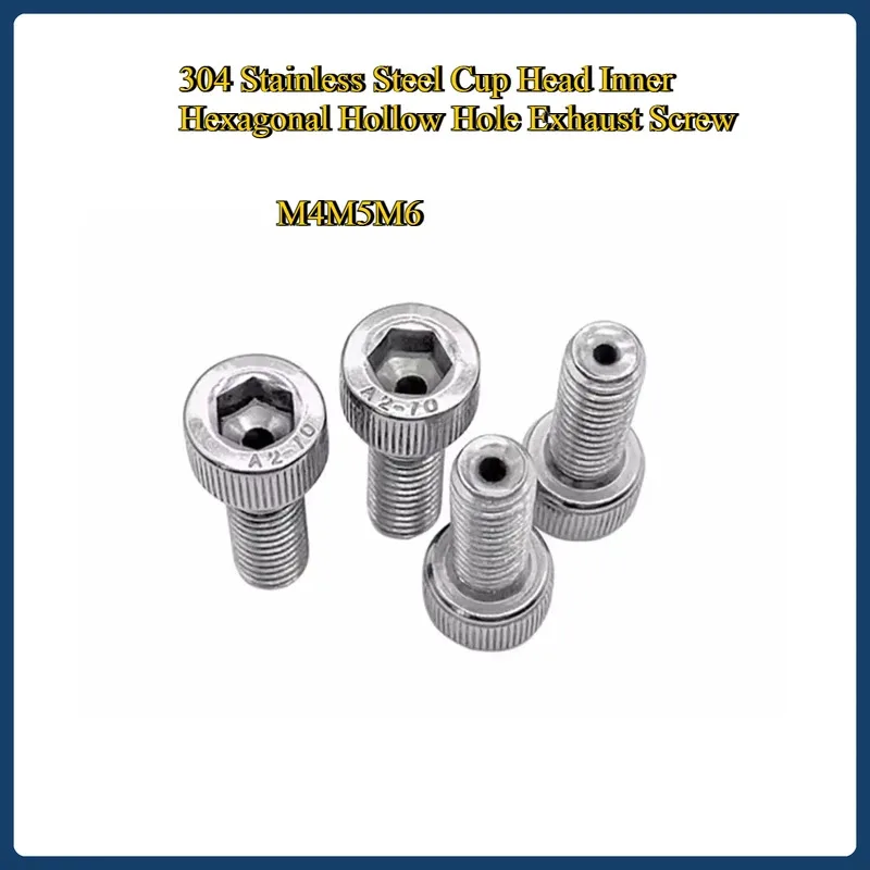 

Hollow Hole Exhaust Screw 304 Stainless Steel Cup Head Inner Hex Vacuum Through Hole Bolt M4 M5 M6