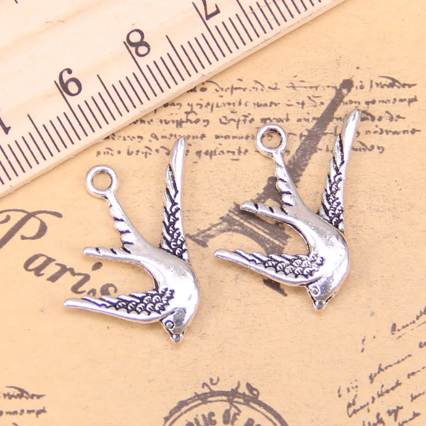 62pcs Jewelry Charms flying swallow bird 26x25mm Antique Silver Plated Pendants Making DIY Handmade Tibetan Silver Jewelry