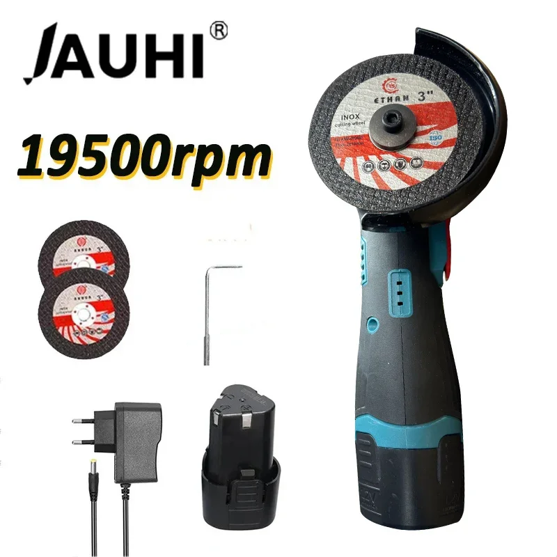 

JAUHI 12V 19500 Mini Angle Grinder with Rechargeable Cordless Polishing Machine Diamond Cutting with 2 Cutting Disc Power Tools