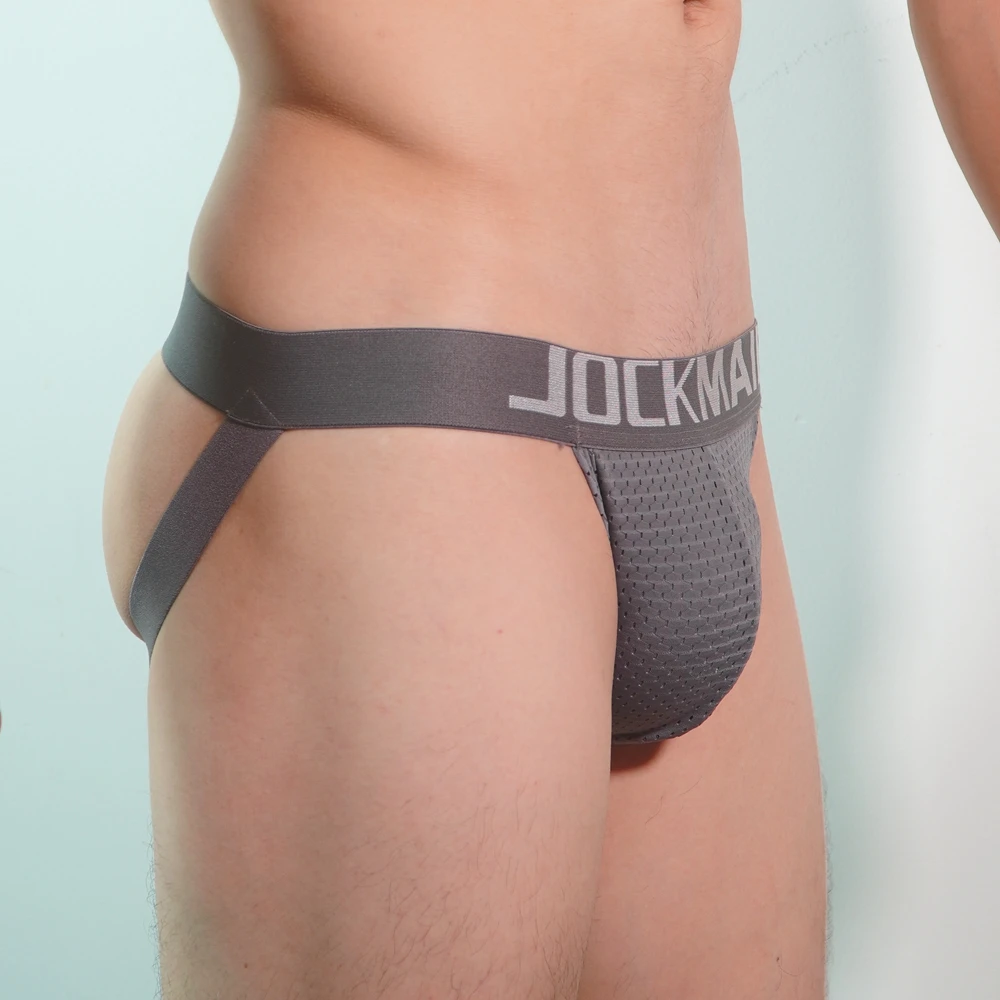 Jockmail رجل حزام رياضي رجل سراويل مثير مثلي الجنس الرجال الملابس الداخلية سيسي calzoncillos Hombre زلة ثونغ شبكة منخفضة الخصر تنفس
