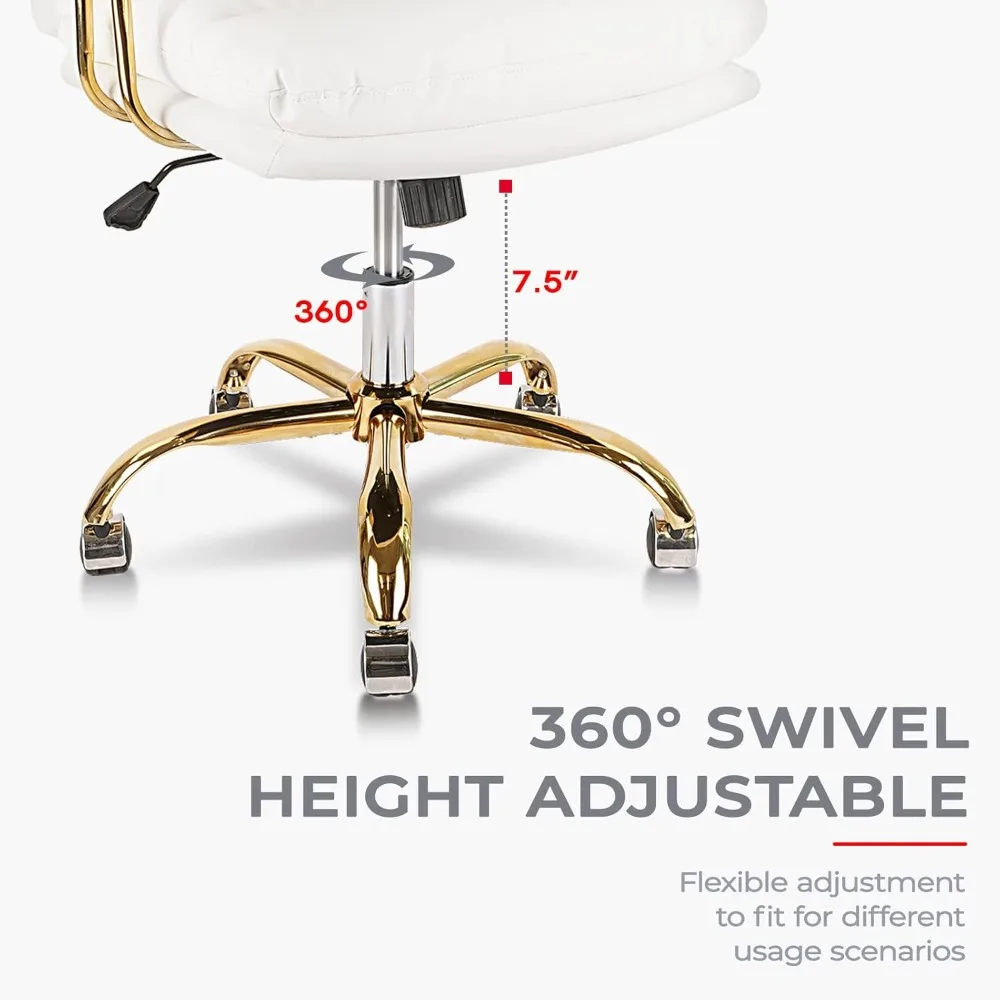 كرسي مكتب مريح عالي التحمل مع عجلات ومساند للذراعين، كرسي مكتب من الجلد الصناعي للاستخدام المنزلي وغرفة النوم #6