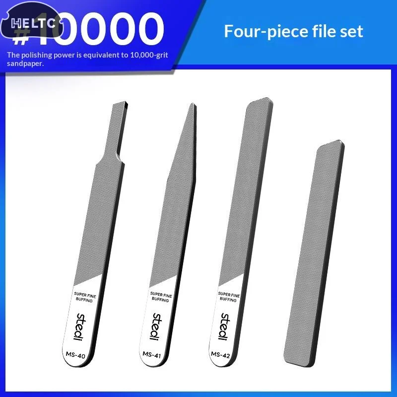 1/4PCS Silver Ultra Fine Glass File Washable / Durable Polishing Tool For Models Nub Removal Mirror Finish Residue Polishing