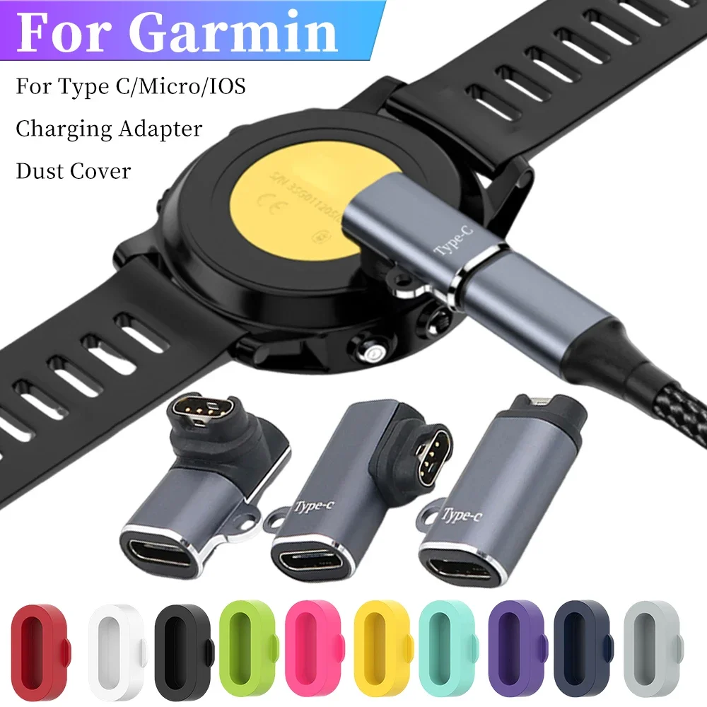 Type C/Micro/IOS USB to 4pin Charger Adapter Connector for Garmin Fenix 7/6/5/7X/6X/5X/ Venu 2 plus Watch Charging Converter