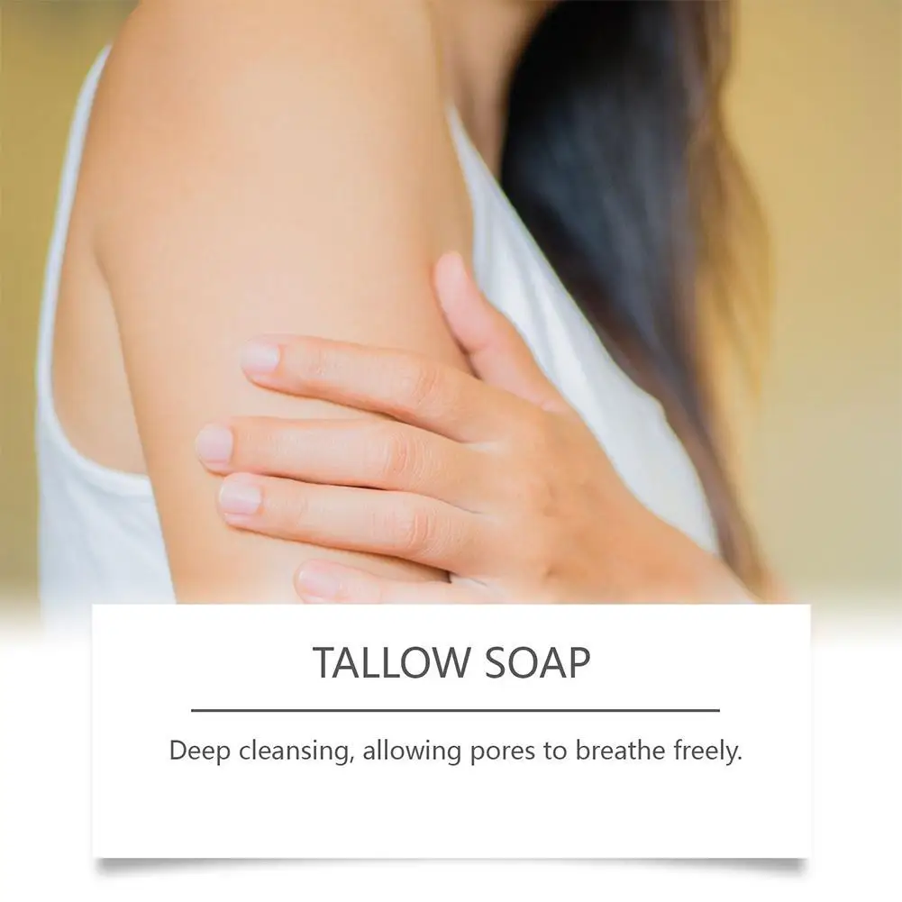 Natural Tallow Soap Deep Cleaning Oil Control Exfoliation And Repair Nourishing Skin For Body And Face 100g I7K4