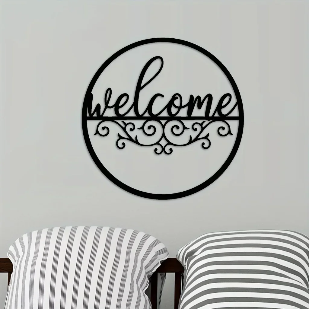 metal ironmetal wall decor,Metal Welcome Sign Front Door Decor Black Home Decor Indoor Outdoor Wall Decor Perfect for Front Porc