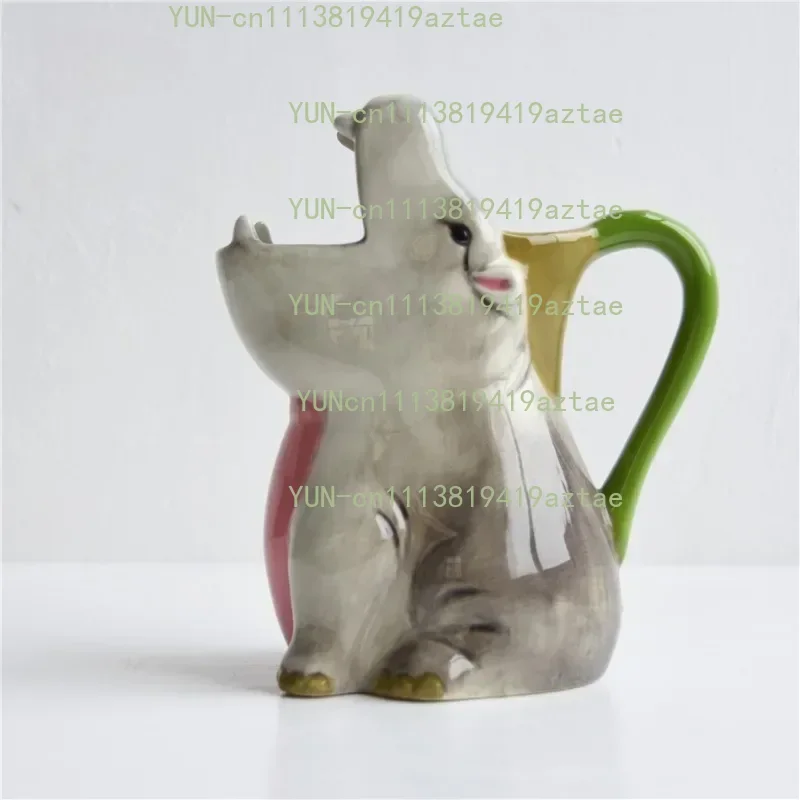 Ceramic Vase Hippopotamus Watering Pot Hydroponic Flower Planter Living Room Desktop Vases for Flowers Ceramics Home Decoration