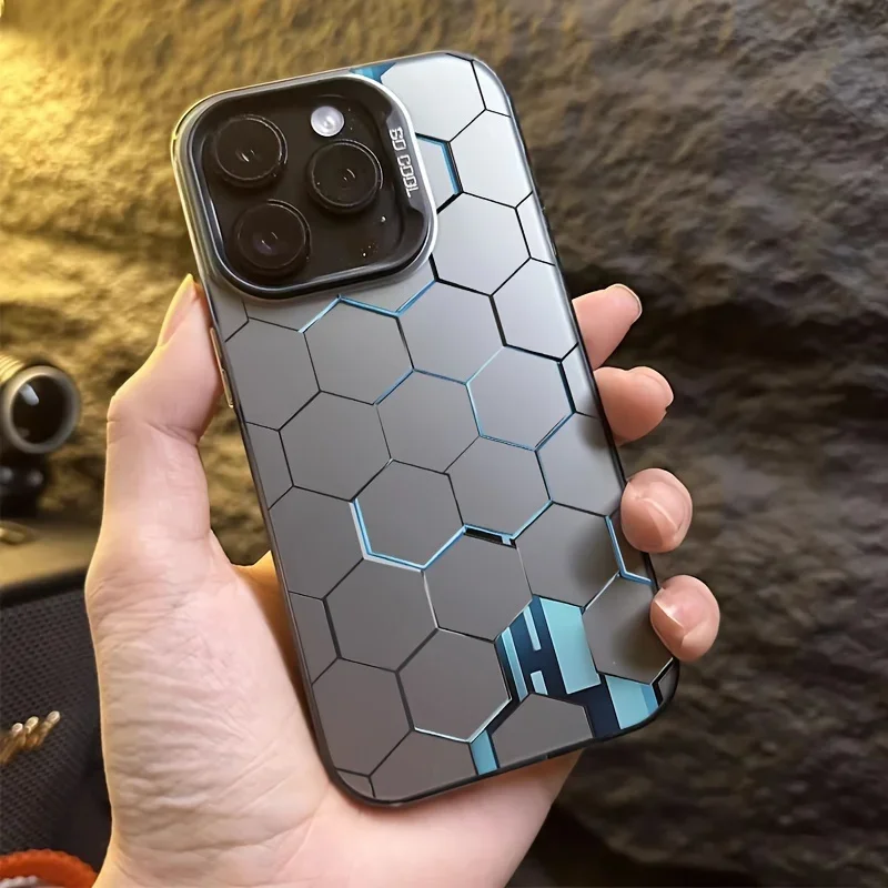 Custodia per telefono con motivo a nido d\'ape per iPhone 16 15 14 Plus 12 13 mini 11 Pro Max XR Design alla moda Cover opaca durevole in plastica