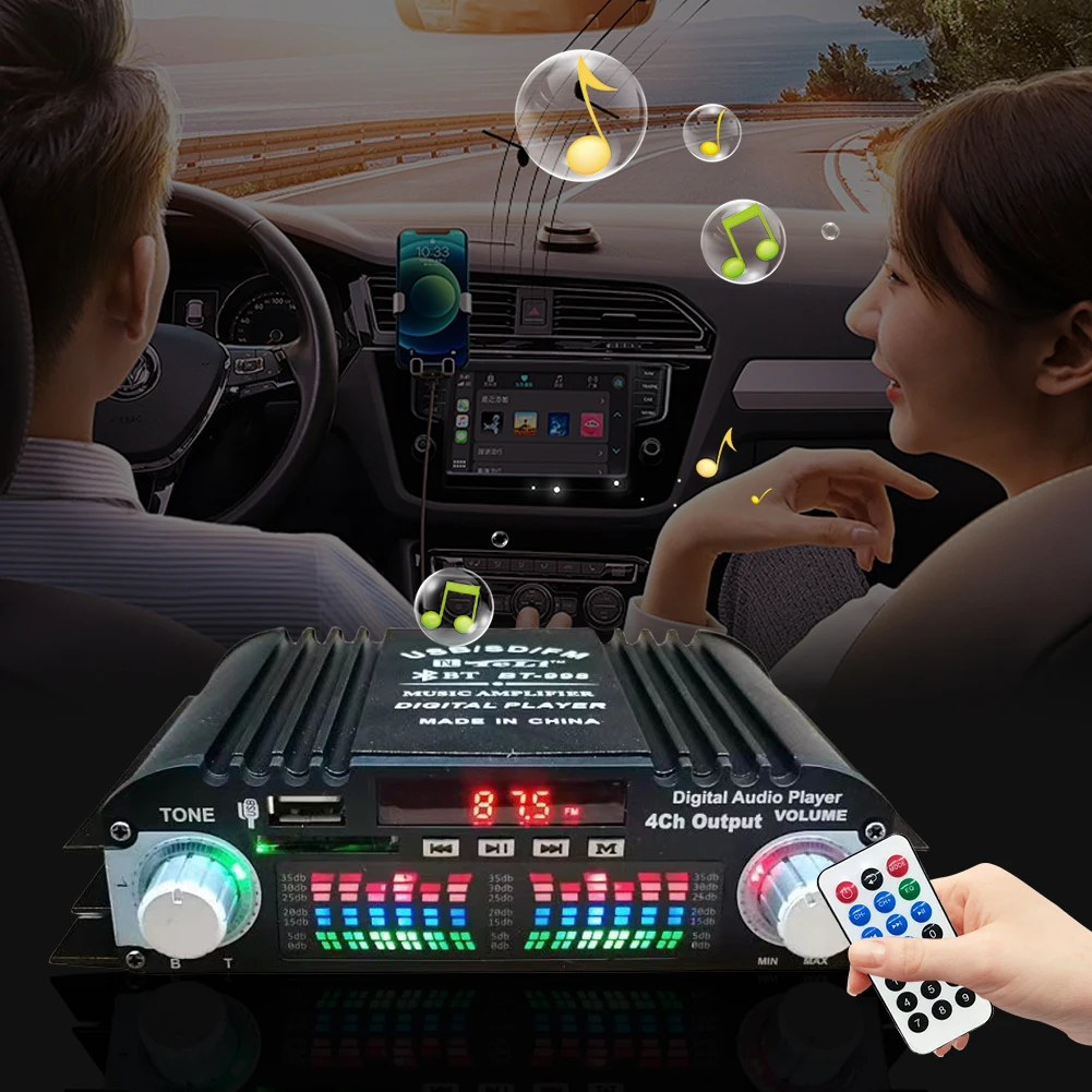 

Усилитель звука Hi-Fi, 1600 Вт, 4 канала, Bluetooth