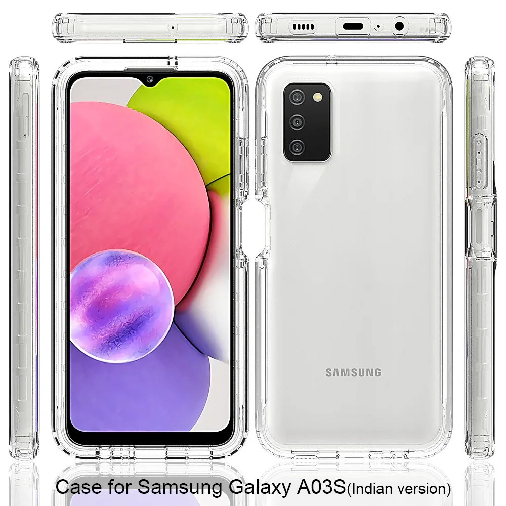 

Для Samsung A03S Европейское издание 164 мм прозрачный чехол Роскошный прочный толстый чехол с кристаллами Capa Funda Coque