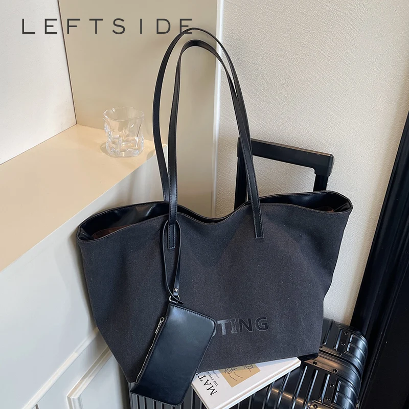 

LEFTSIDE 2025 New High capacity Cloth Handbags and Purses Women Underarm Tote Bag Luxury Brand Retro Short Handle Shoulder Bags