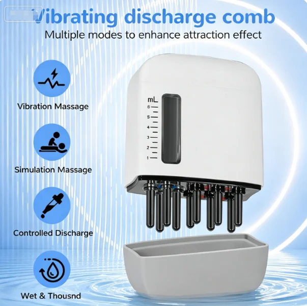 Rechargeable Scalp Serum Applicator Comb Vibration Massage 6ml Hair Oil Liquid Dispenser for Scalp Care