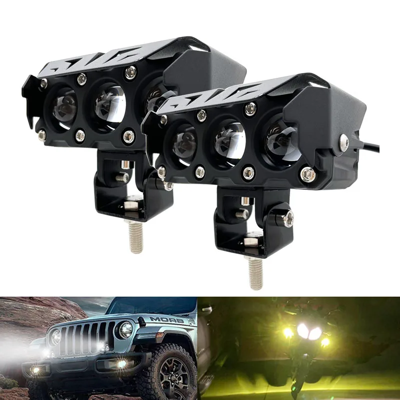 

Motorcycle Auxiliary Headlight Spotlight Dual Color LED Headlight Work Light for ATV 4x4 Off Road Truck Driving Lamp 12V 24V.