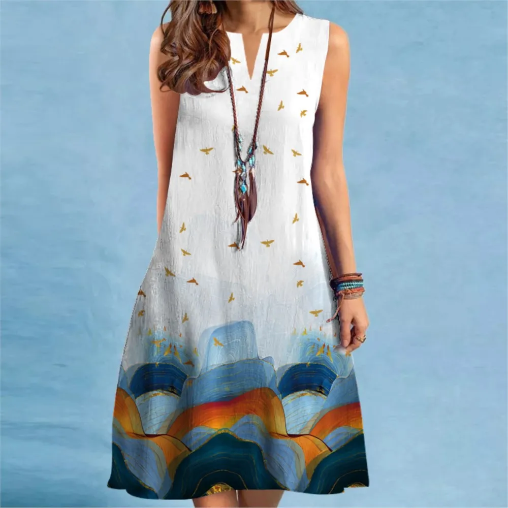 2023 New Dress For Women Fashionable Bohemian Style Beach Sleeveless Party Elegant And Sexy Pullover Dress Vestidos Femininos