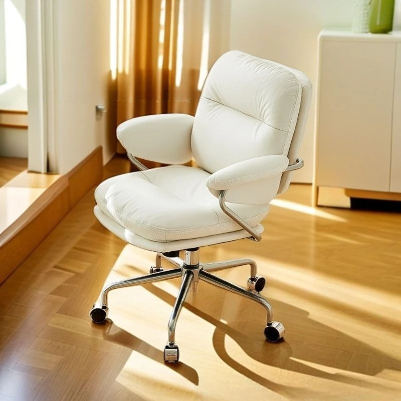 

Toast small leather swivel chair comfortable sedentary computer chair home study office chair