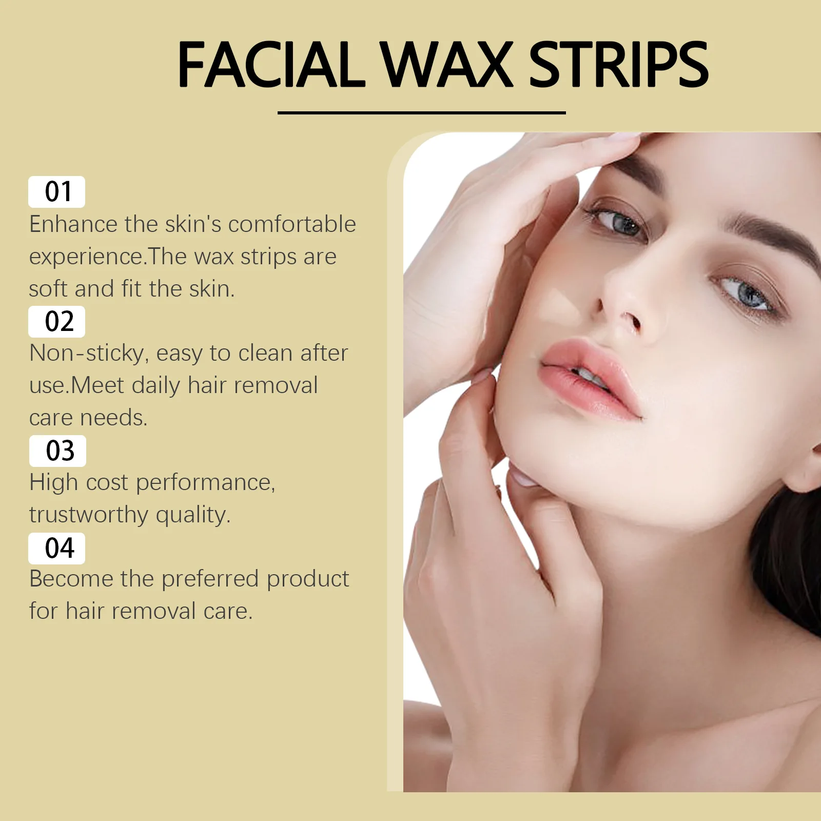 إزالة شعر الوجه ورق شمع الحاجب العلوي الشفاه أصابع الخدين اللحية الإبط غير مؤلم المهنية الجسم مزيل الشعر مسح مجموعة ملصقات