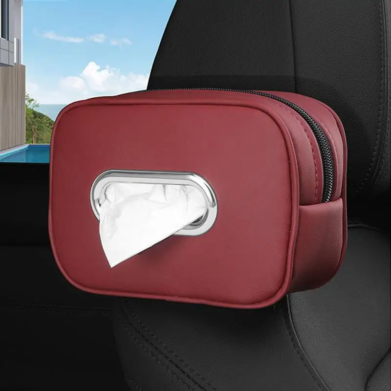 Car Napkin Holder PU Leather Tissue Boxes For Cars Car Visor Tissue Holder Backseat Tissue Cover Sun Visor Accessory For Car And