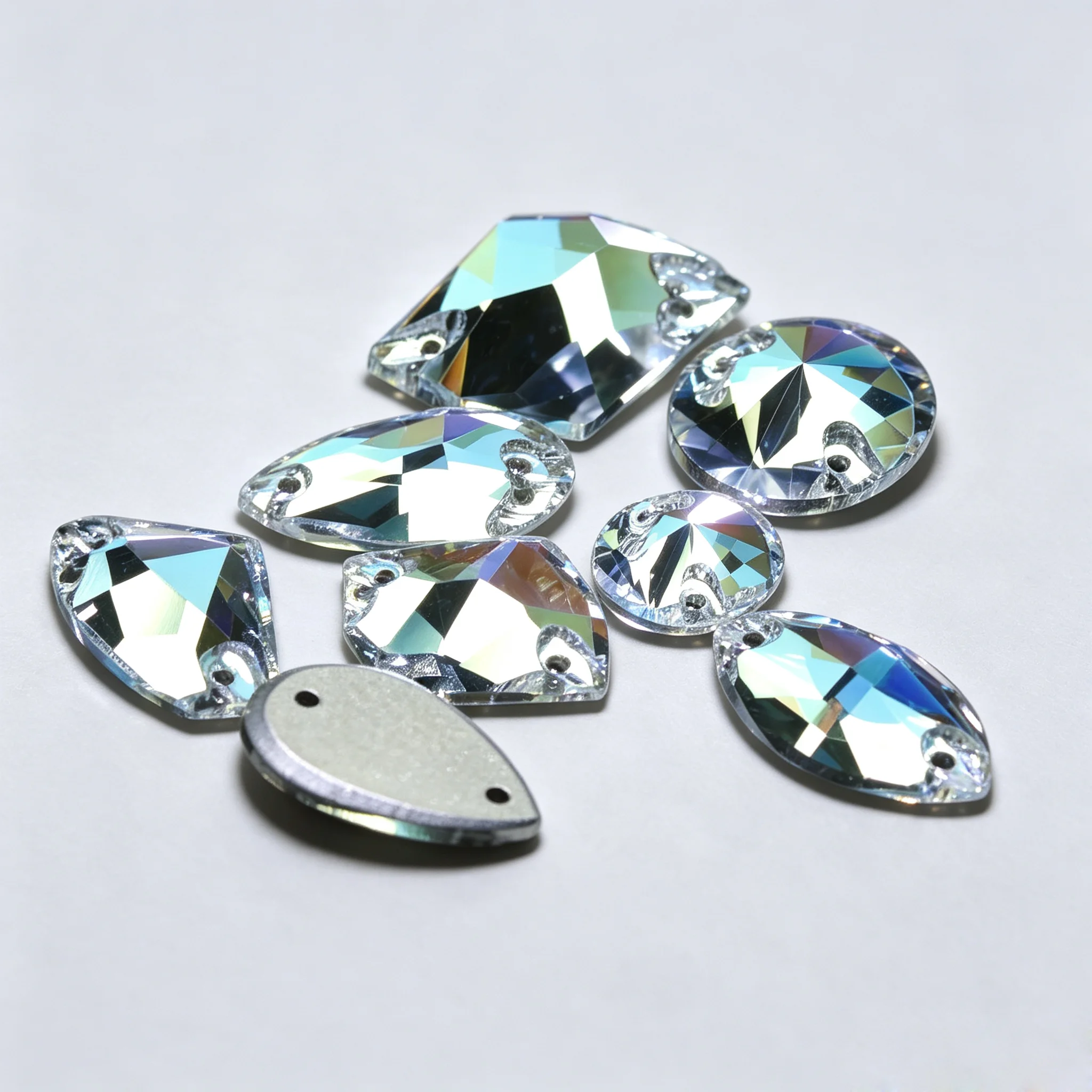 K9 Strass Sew on Rhinestones Diameter Crystal Glass Rivoli Drop Square Cosmic Galastic Sewn Elements for Garment Clothing Shoes