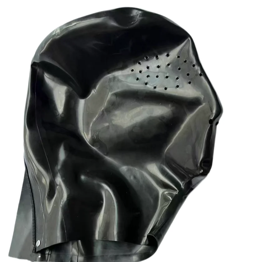 100%Latex Rubber Fetish Micro Holes Hood Mask Perforated Smooth Nose Handmade womens men